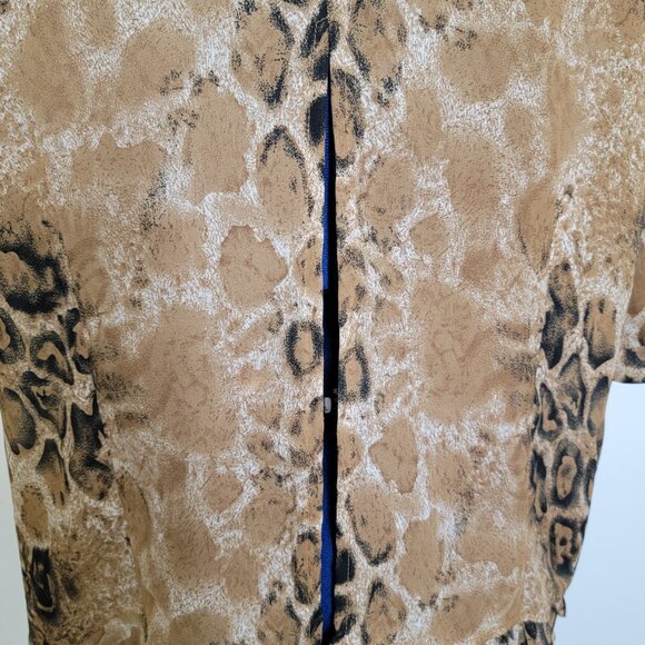 Componix Womens Leopard Print Sheer Peek-a-Boo Slit Back Short Sleeve Blouse 20W - Picture 4 of 11